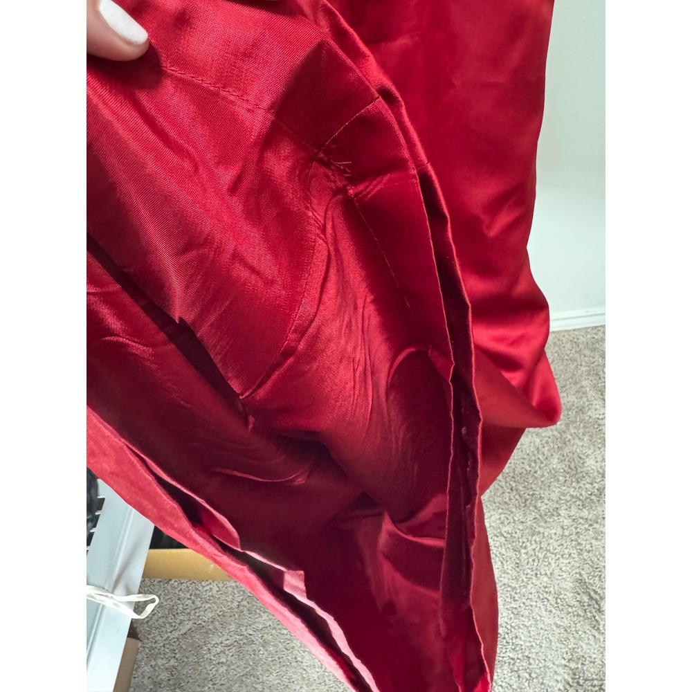 After Six Gown 6 Red Satin High Neck Tie Back Formal Maxi Prom Dress 90s NEW - Picture 8 of 12